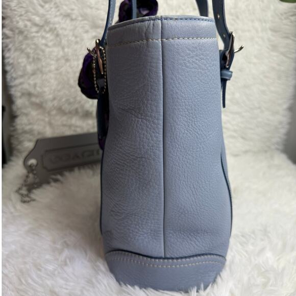 COACH y2k Blue Pebbled Leather Tote Shoulder bag - Picture 10 of 11